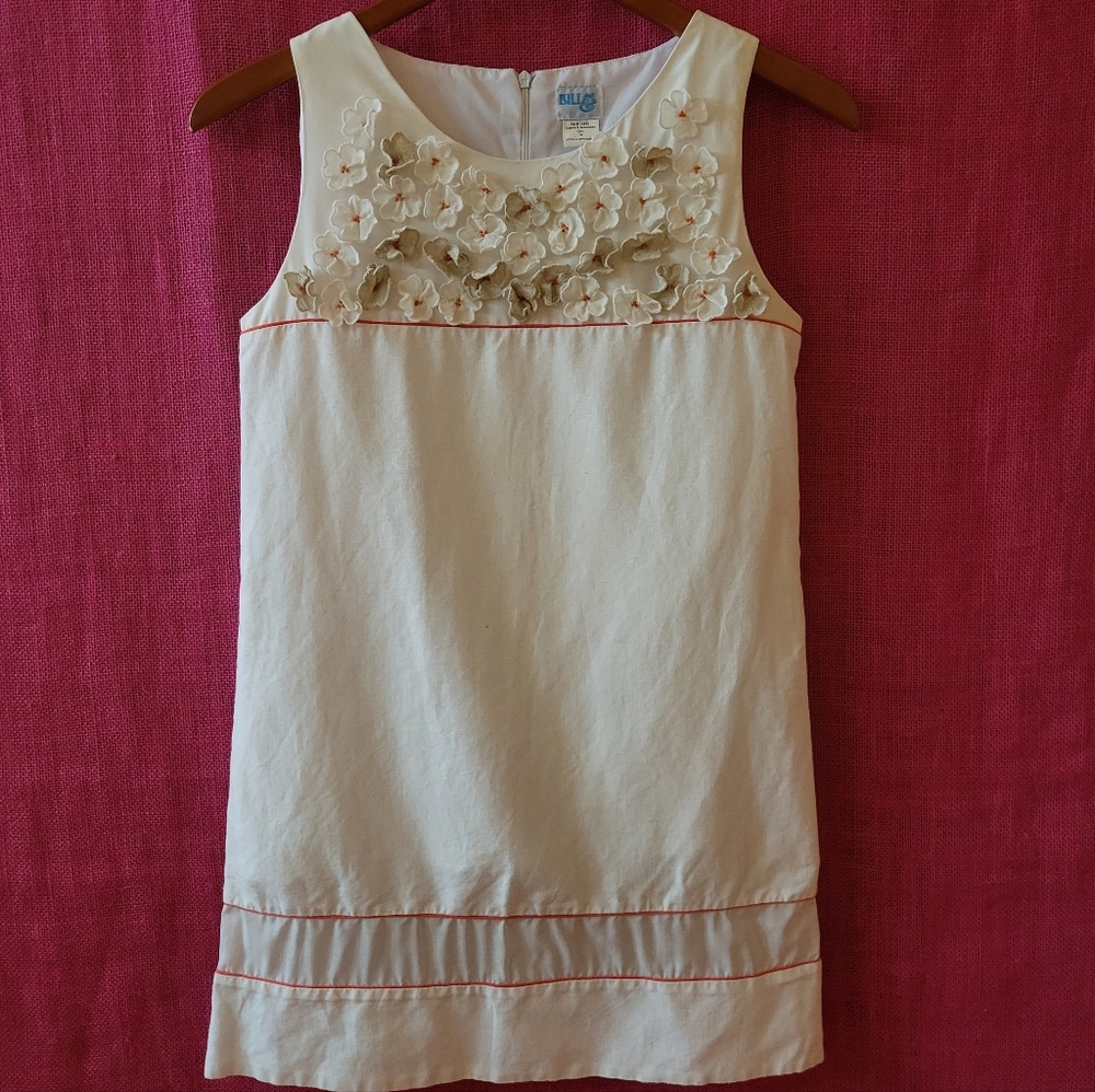 Luli & Me Ecru Linen Blend Shift Dress -16
